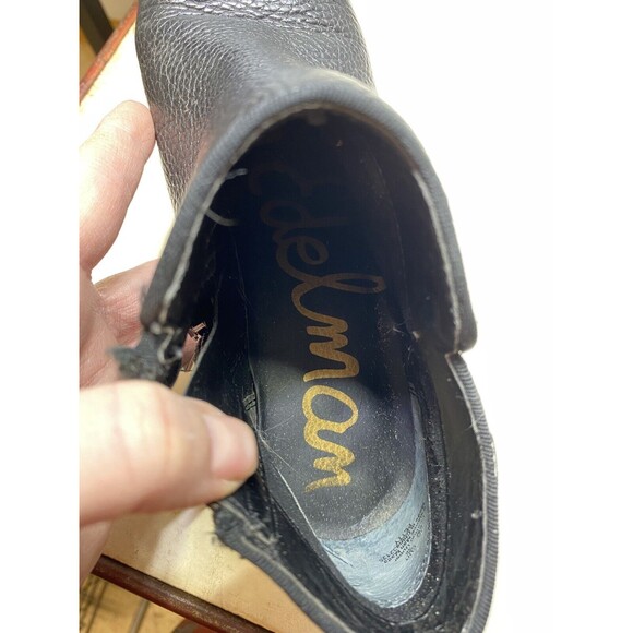 Sam Edelman Petty Leather Zippered Low Heel Ankle Bootie Black Size 6 - Picture 8 of 9